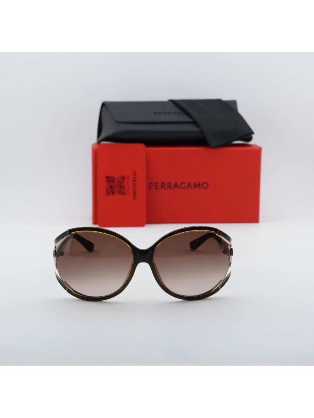 Salvatore Ferragamo SF600S 220 Oval Sunglasses - Brown/Brown Gradient